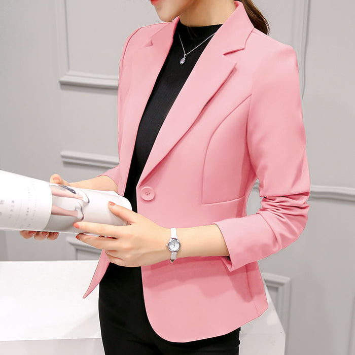 Slim Fit Blazer Pocket Ladies Jacket, Long-sleeved Ladies Office Jacket