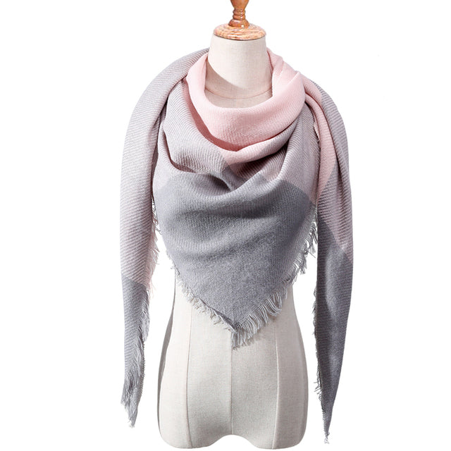 Knitted women scarf, Plaid warm cashmere scarves. Shawls luxury brand neck bandana  pashmina lady wrap