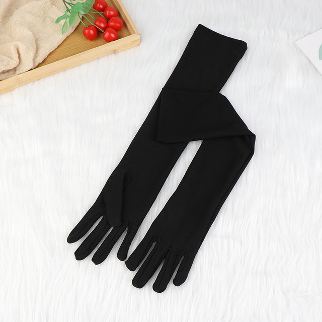 Satin Finger Long Women Gloves. Classic Adult Black White Red Grey Skin Opera/Elbow/Wrist Stretch Flapper Gloves Matching Costume