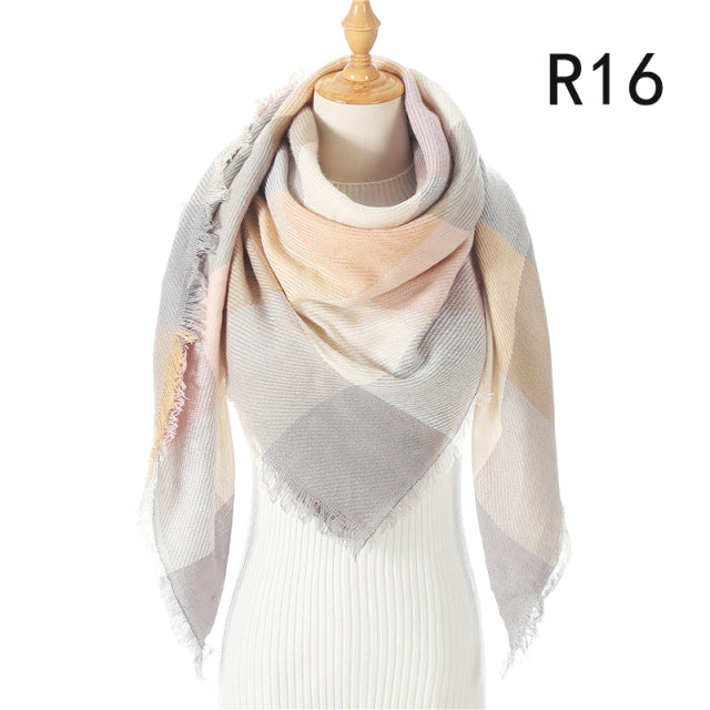 Cashmere Women Winter Scarf. Knit Pashmina Bandana Plaid Female Warm Triangle Scarves Blanket Shawls and Wraps Bufanda