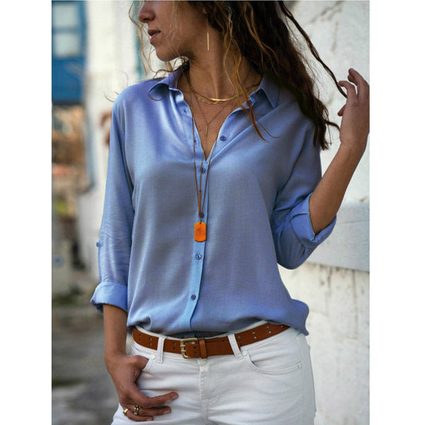 Spring Autumn Casual Long Sleeve V Neck Women's Plus Size Fashion Blouse Shirt. Ladies Buttons Tops Loose