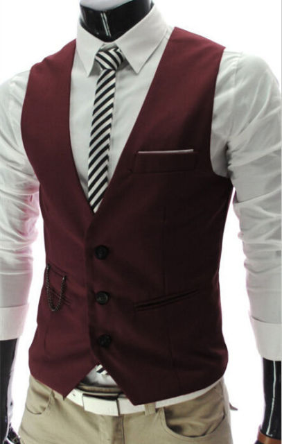 Slim Fit Vests For Men. Mens Suit Vest Male Waistcoat Gilet Homme Casual Sleeveless Formal Business Jacket
