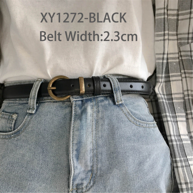 Genuine Leather Women Belt. Ladies Thin Belts Fashion Female Jeans Windbreaker Waistband