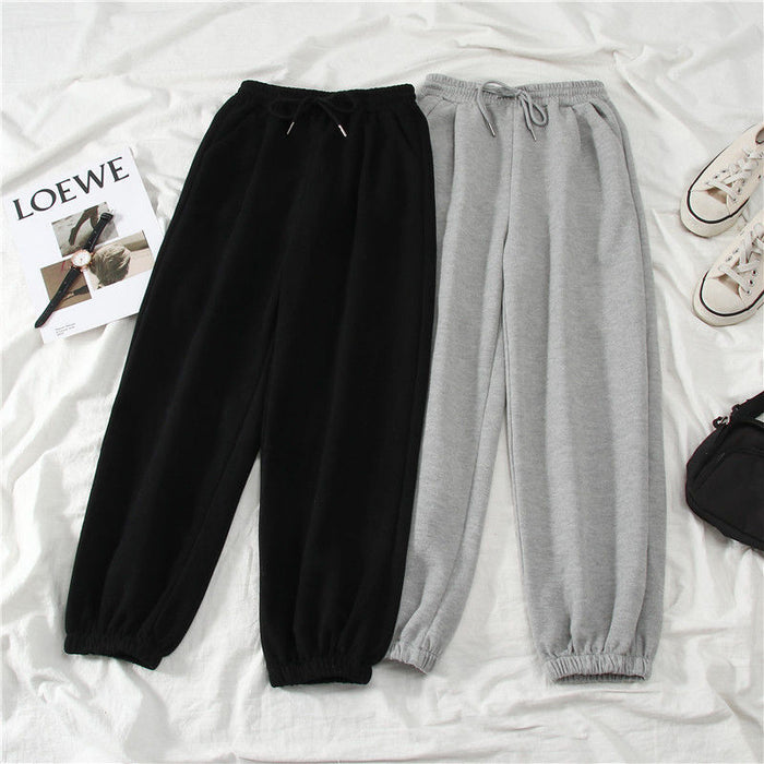 Gray women Sweatpants, Autumn Baggy Fashion, Oversize Sports Pants Black, Winter thick Joggers Streetwear Trousers
