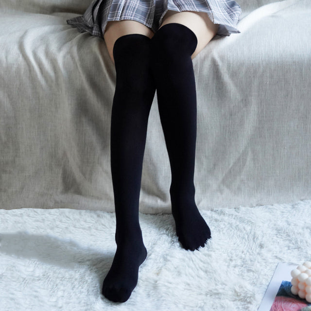 Women Fashion Thigh High Stockings. Solid Casual Velvet Soft Flexible Over Knee Socks Girls Female Sexy Striped Long Socks