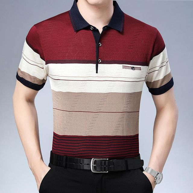 Men's Short Sleeve Polo Tee Shirt. Casual Pocket Striped Men Clothing Polos Shirts Mens Fashion Slim Poloshirt