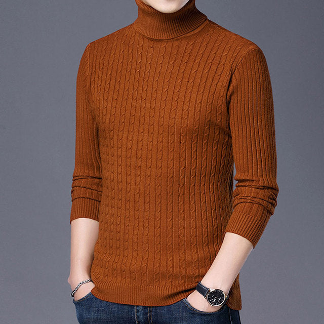Knitted Turtleneck Men's Casual Sweater Pullover. Clothing Fashion Clothes Knit Winter Warm Mens Sweaters Pullovers
