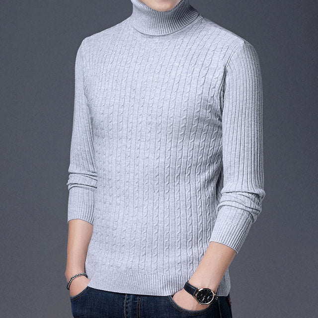 Knitted Turtleneck Men's Casual Sweater Pullover. Clothing Fashion Clothes Knit Winter Warm Mens Sweaters Pullovers