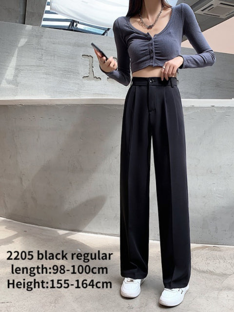 Casual High Waist Loose Wide Leg Women Pants, Spring Autumn New Female, White Suits Pants Ladies Long Trousers
