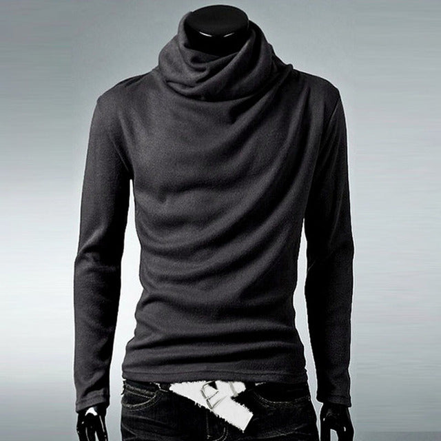 Men's Solid Color Fashion Knitted Sweaters. Turtleneck Pullovers Men Casual Sweater Male Autumn Knitwear
