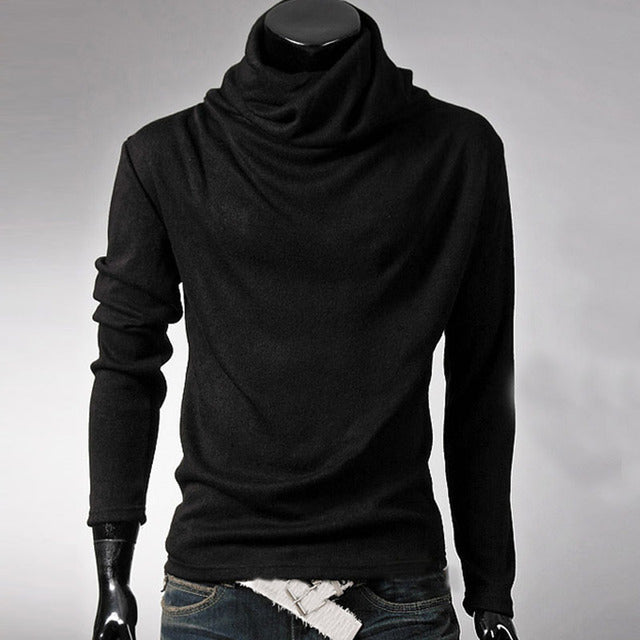 Men's Solid Color Fashion Knitted Sweaters. Turtleneck Pullovers Men Casual Sweater Male Autumn Knitwear